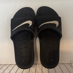 Nike Black Slides with White Logo